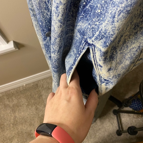 Vintage Acid Washed Hand Painted Native American Denim Trench - Picture 7 of 11